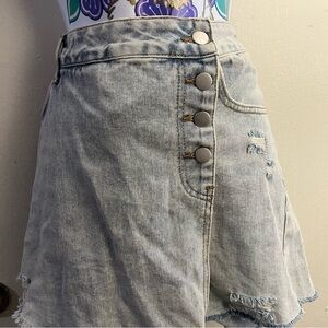 Fashion Nova Cardi B Distressed Jean Denim Skirt Short